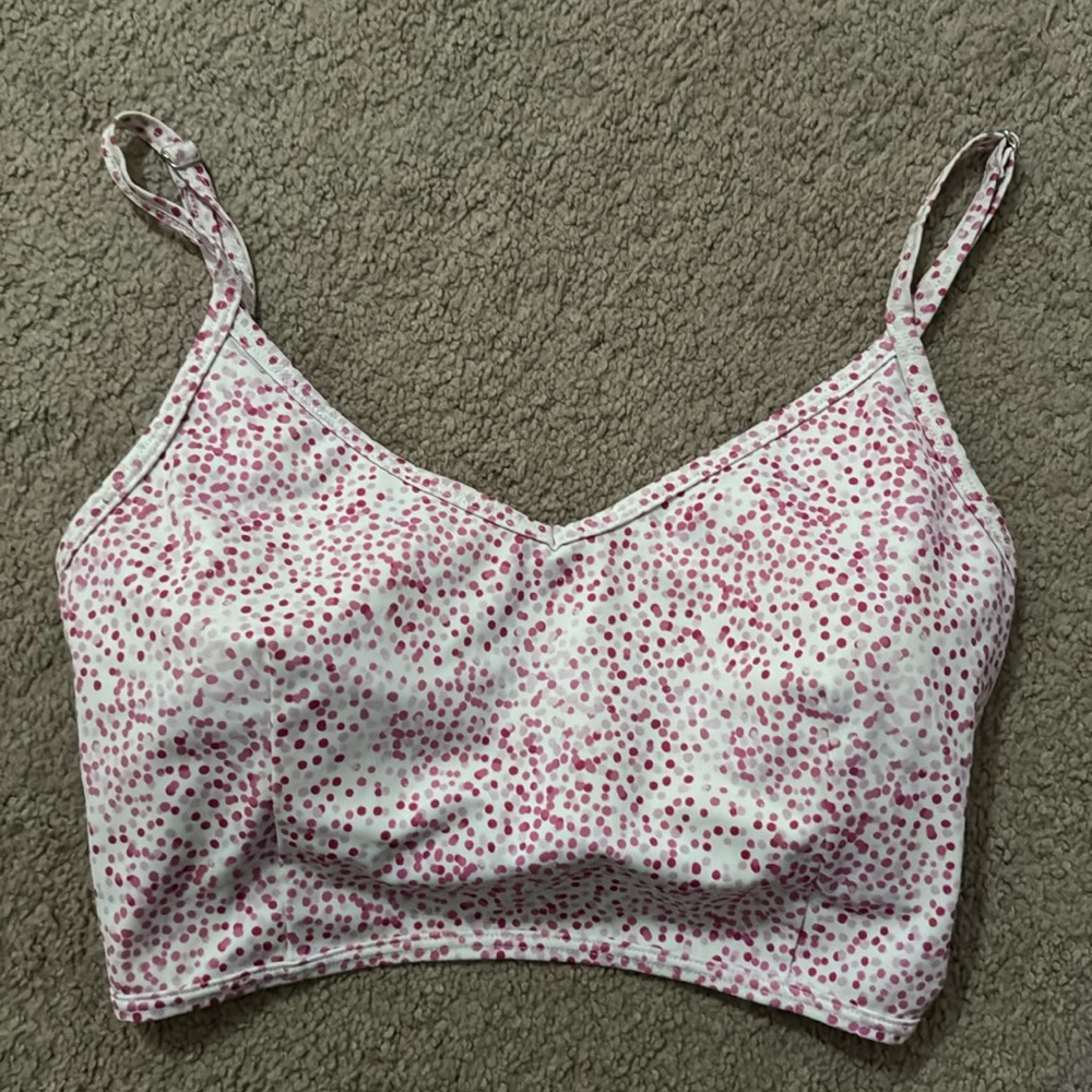 Kortni Jean V’D crop top. “Pink Polkas”